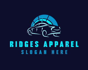 Blue Car Speedometer logo design