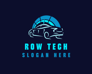 Blue Car Speedometer logo design