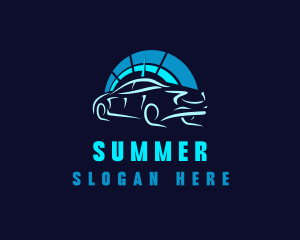 Blue Car Speedometer logo design