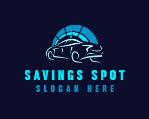 Blue Car Speedometer logo design