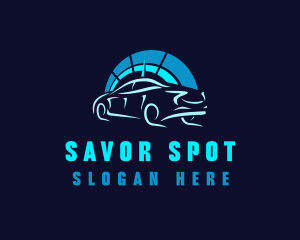 Blue Car Speedometer logo design