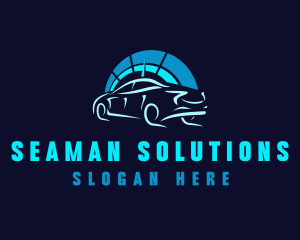 Blue Car Speedometer logo design