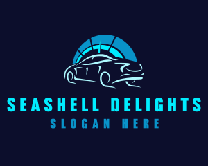 Blue Car Speedometer logo design