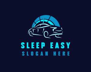 Blue Car Speedometer logo design