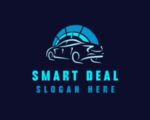 Blue Car Speedometer logo design