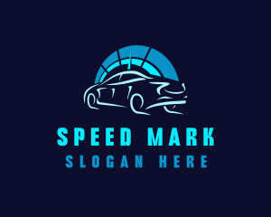 Blue Car Speedometer logo design