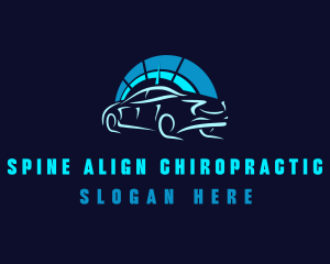 Blue Car Speedometer logo design