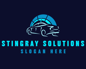 Blue Car Speedometer logo design