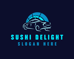 Blue Car Speedometer logo design