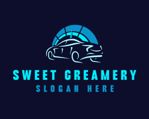 Blue Car Speedometer logo design