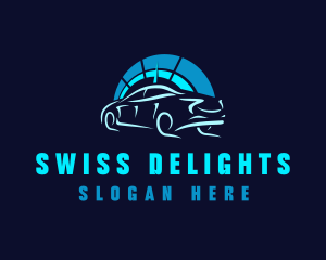 Blue Car Speedometer logo design