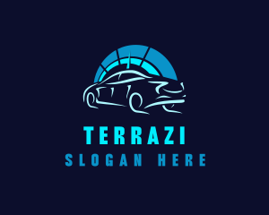 Blue Car Speedometer logo design