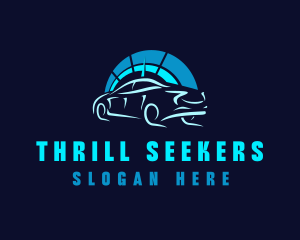 Blue Car Speedometer logo design