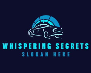 Blue Car Speedometer logo design