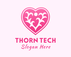 Pink Thorn Heart logo design