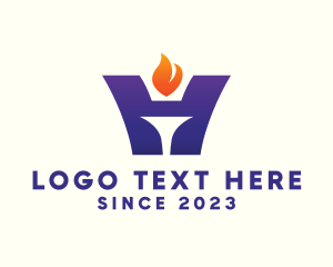 Torch - Torchbearer Letter H logo design