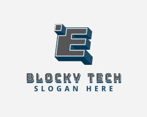 Blocky - 3D Graffiti Letter E logo design