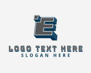 Blocky - 3D Graffiti Letter E logo design