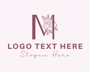 Purple - Rose Makeup Letter M logo design