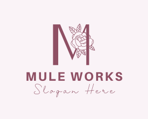 Rose Makeup Letter M logo design