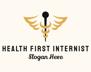 Internist - Pharmaceutical Caduceus Wings logo design