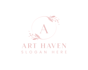 Elegant Feminine Leaf Wreath  logo design