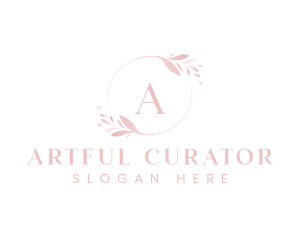 Elegant Feminine Leaf Wreath  logo design