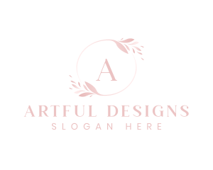 Elegant Feminine Leaf Wreath  logo design