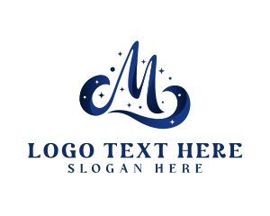 Starry - Cursive Letter M Star logo design