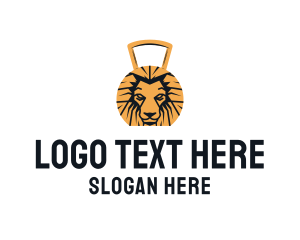 Athlete - Golden Lion Dumbbell logo design