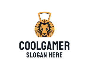 Workout - Golden Lion Dumbbell logo design