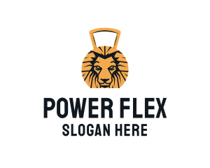 Muscles - Golden Lion Dumbbell logo design
