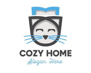 Book Cat Whiskers logo design