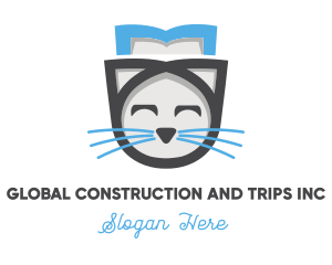 Vet - Book Cat Whiskers logo design