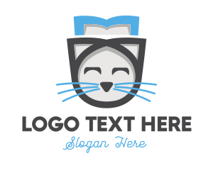 Smile - Book Cat Whiskers logo design