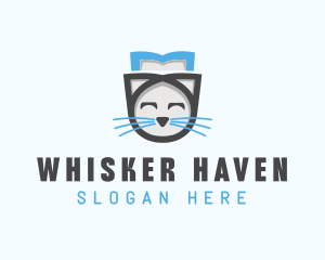 Book Cat Whiskers logo design