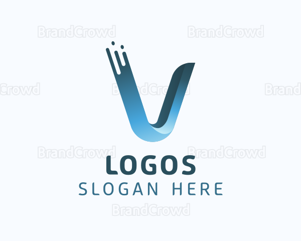 Gradient Blue Letter V Logo