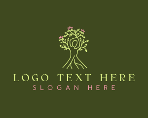 Massage - Beauty Woman Tree logo design