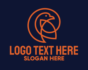Pigeon - Orange Pigeon Monoline logo design