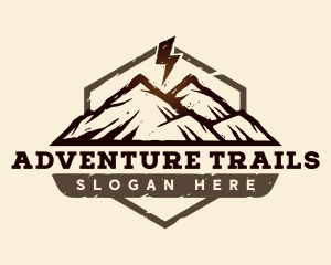 Mountain Hiking Thunder logo design