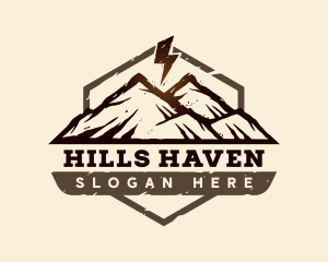 Mountain Hiking Thunder logo design