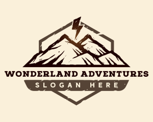 Mountain Hiking Thunder logo design