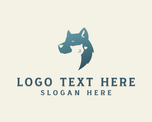 Negative Space - Smiling Dog Cat logo design