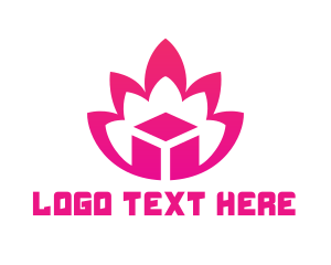 Gift Box - Pink Lotus Cube logo design