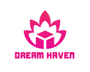 Pink Lotus Cube logo design