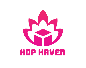 Pink Lotus Cube logo design