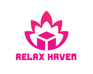 Leisure - Pink Lotus Cube logo design