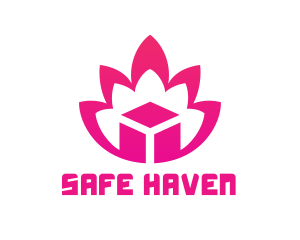 Pink Lotus Cube logo design