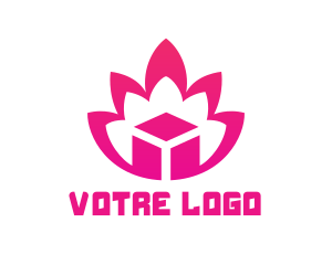 Care - Pink Lotus Cube logo design