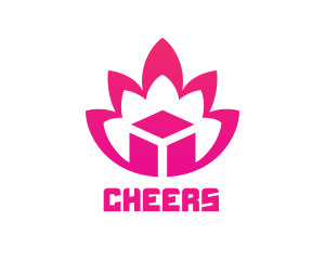 Pink Lotus Cube logo design